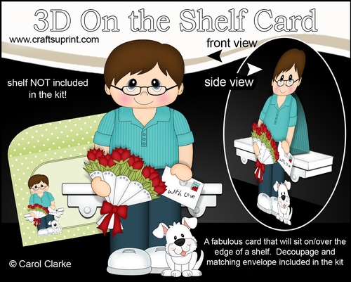 3D On the Shelf Card Kit - Irving has a Bunch of Roses, letter & Dog Joi