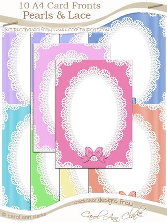 A4 Pearls and Lace Card Fronts Kit