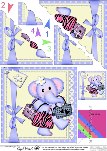 Cute Lola Elephant goes Shopping Scalloped Corner Stacker