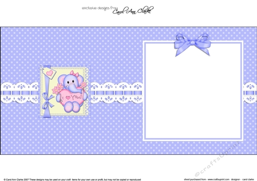 Cute Lola Elephant has a Love Heart & Flowers matching square landscape insert