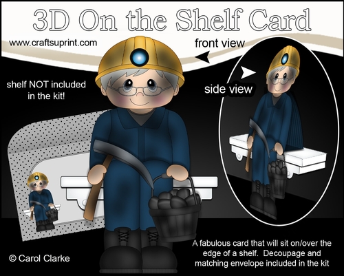 3D On the Shelf Card Kit - Little Coal Miner Older Man Hosea returns from the Pit