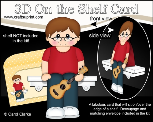3D On the Shelf Card Kit - Little Ukulele player Jayden