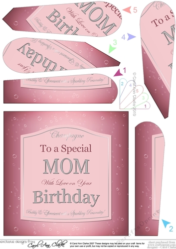 Happy Birthday MOM pink champers Wine Label Fan Pyramage
