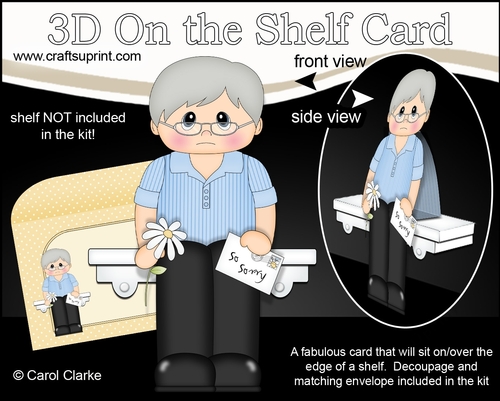 3D On the Shelf Card Kit - Delbert is very Sorry, Sympathy, Belated Birthday