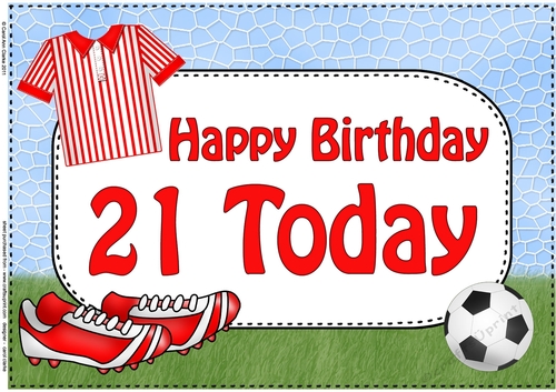 A4 Birthday 21 TODAY Football Card Topper