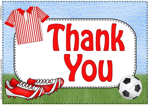 A4 THANK YOU Football Card Topper
