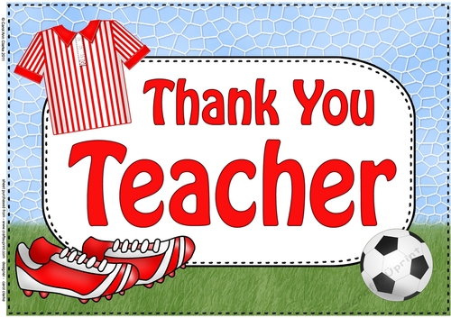 A4 THANK YOU TEACHER Football Card Topper