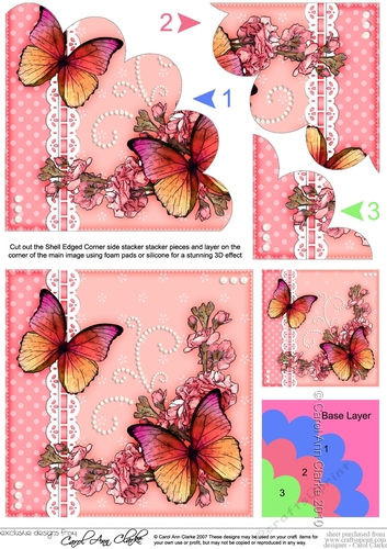 A Touch of Elegance Butterflies & Flowers Shell Edged Corner Side Stacker