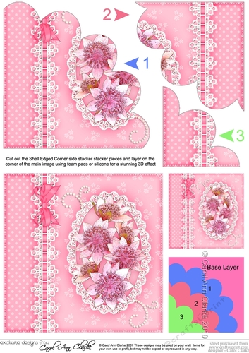 A Touch of Elegance Pretty Flowers & Lace Shell Edged Corner Side Stacker