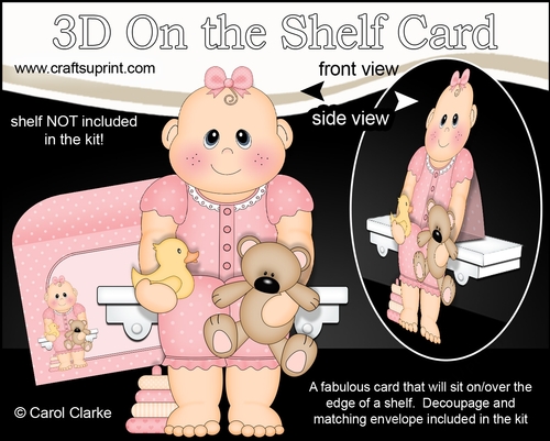 3D On the Shelf Card Kit - Cute New Little Baby Girl Bea