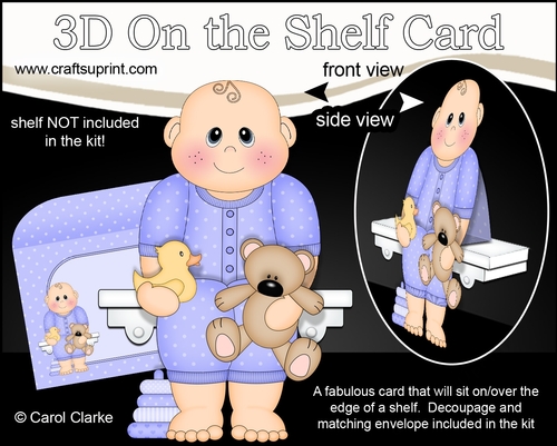 3D On the Shelf Card Kit - Cute New Little Baby Boy Milo