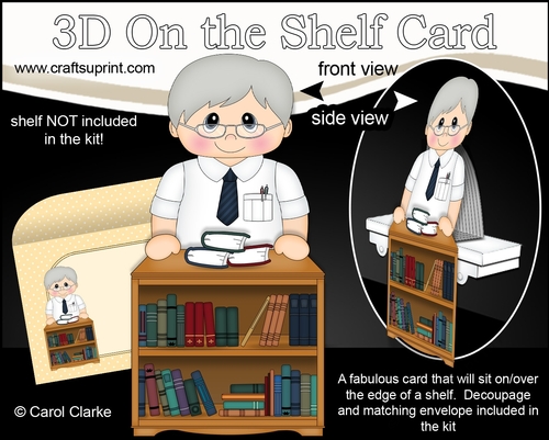 3D On the Shelf Card Kit - Little Book Shop or Librarian Old Man Wade