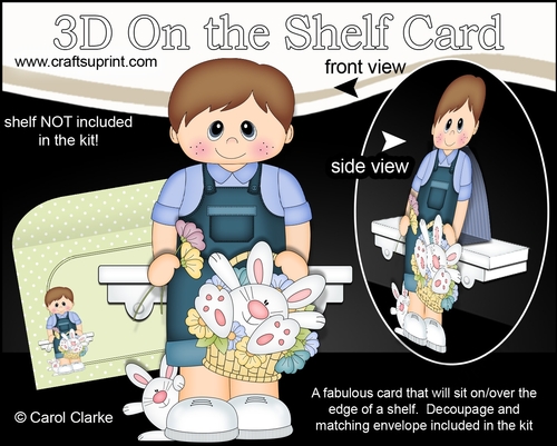 3D On the Shelf Card Kit - Easter Toddler Arlie has a Cute Bunny in a Basket