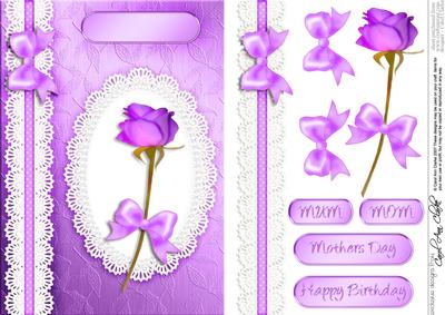 A5 Rose, Lace and Pearls Quick Card with 3D Decoupage
