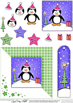 Cheeky Xmas Penguin Quick Card with 3D Decoupage