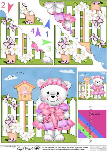 Teddy Tess has a Birthday Present Scalloped Corner Stacker