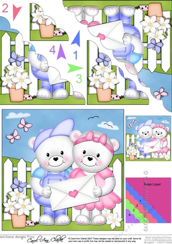 Teddy Tess & Teddy Ed have a Love Letter Scalloped Corner Stacker
