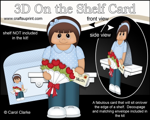 3D On the Shelf Card Kit - Ethnic Teen Nalini has a Letter & Roses for Mum