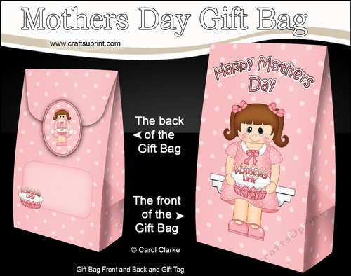 Mothers Day Gift Bag Mini Kit - Little Girl Stacey has a Mothers Day Cake