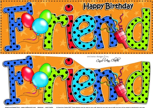 Large DL Happy Birthday FRIEND 3D decoupage