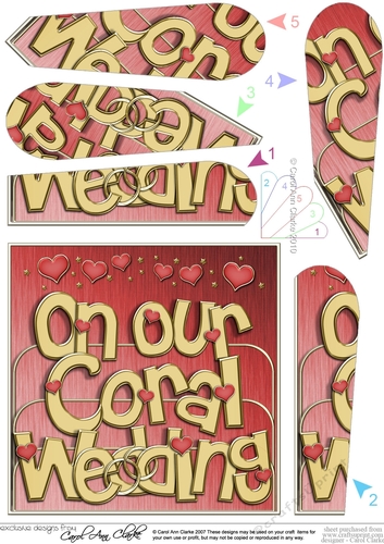 On Our CORAL WEDDING Fan Pyramage Topper