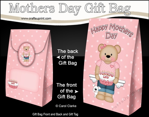 Mothers Day Gift Bag Mini Kit - Cute Little Livvy Bear has a Cake for Mum