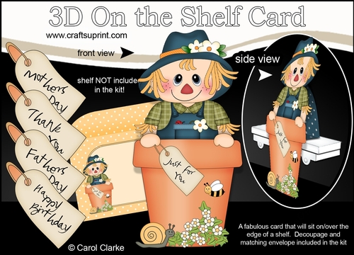 3D On the Shelf Card Kit - Flower Pot Friends Little Scarecrow Ayman