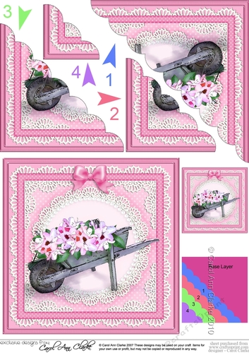 Flower Filled Wheelbarrow Scallop Corner side stacker