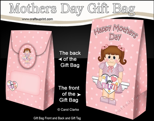 Mothers Day Gift Bag Mini Kit - Little Girl Stephany has a Mothers Day Heart