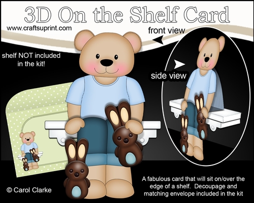 3D On the Shelf Card Kit - Easter Austin Bear has Chocolate Bunnies