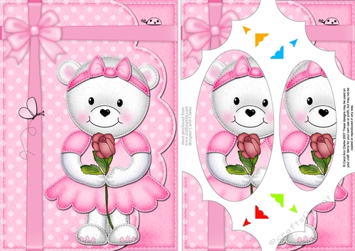 A5 Teddy Tess has a Pretty Rose Scallop Corners & Pyramage Topper