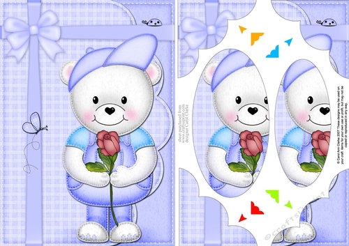 A5 Teddy Ed has a Pretty Rose Scallop Corners & Pyramage Topper
