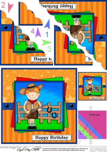 Boyz Birthday Cowboy Zeb Scalloped Corner Stacker