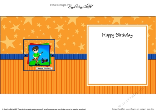 Boyz Birthday Teen Rocker Jaz square landscape insert