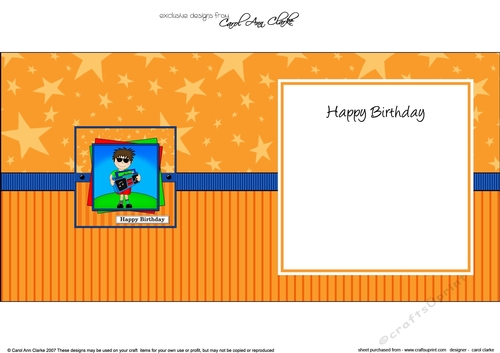 Boyz Birthday Teen Jaz has a Boombox square landscape insert