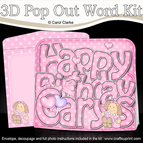 3D Happy Birthday CARYS with Doll Pop Out Word Card 
