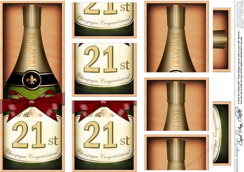 DL 21st Birthday Champagne in a Box with top & bottom stacker