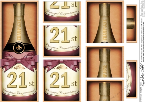 DL 21st Birthday Champagne in a Box with top & bottom stacker