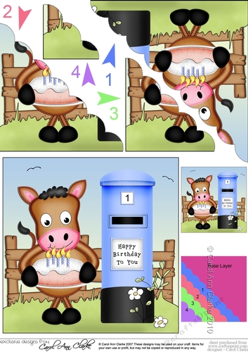 GiGi Horse has a Birthday Cake Scalloped Corner Stacker