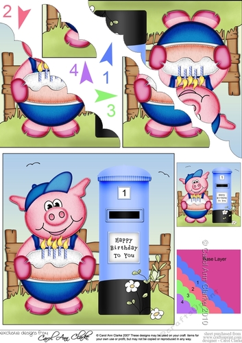 Ziggy Piggy has a Birthday Cake Scalloped Corner Stacker