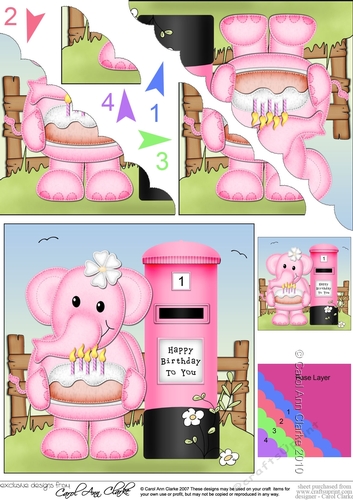 Lola Elephant has a Birthday Cake Scalloped Corner Stacker