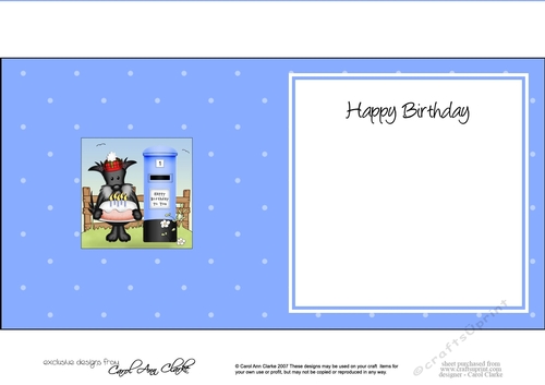 Hamish Scottie Dog has a Birthday Cake square landscape insert