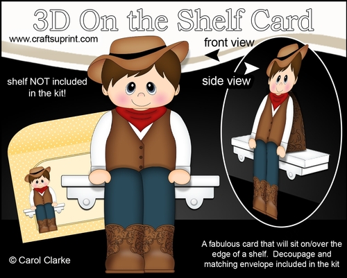 3D On the Shelf Card Kit - Little Line Dancer Laramie is having fun at the Hoedown