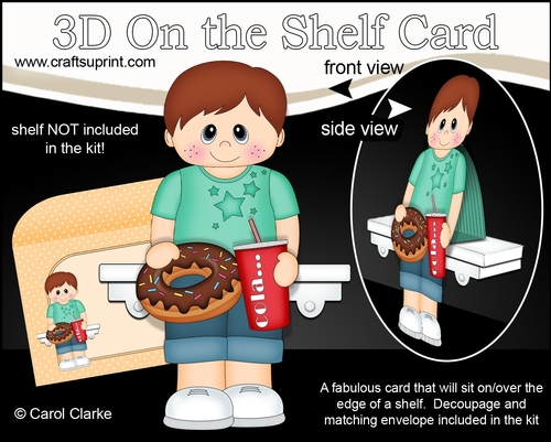 3D On the Shelf Card Kit - Cute Little Boy Elijah has a Donut & Cola