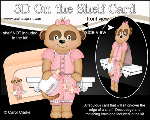 3D On the Shelf Card Kit - Cute Little Baby Meerkat Natalya