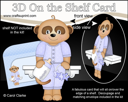 3D On the Shelf Card Kit - Cute Little Baby Meerkat Dmitry