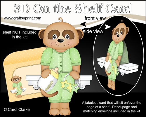 3D On the Shelf Card Kit - Cute Little Baby Meerkat Alexis