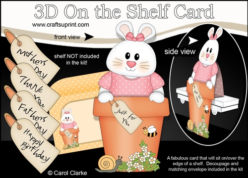 3D On the Shelf Card Kit - Flower Pot Friends Little Bunny Ipsy