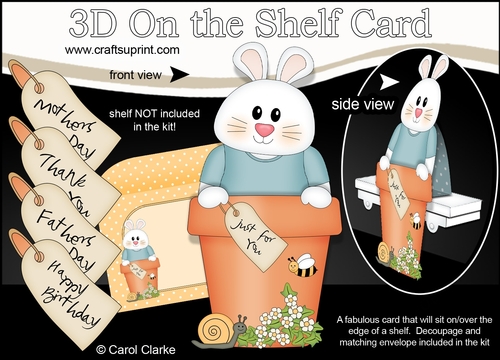 3D On the Shelf Card Kit - Flower Pot Friends Little Bunny Dipsy