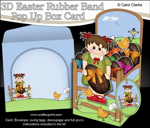 3D Rubber Band Pop Up Box Card Kit - Easter Toddler Lille has a Lovely big chocolate Easter Egg